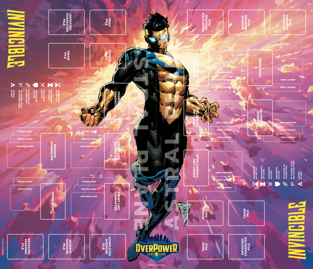OverPower Invincible TCG Learn-to-Play TWO PLAYER Playmat — INVINCIBLE